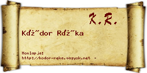 Kódor Réka névjegykártya